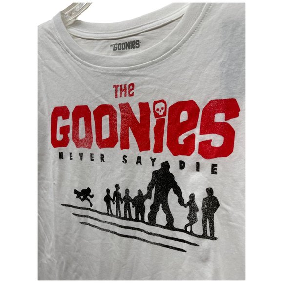 GOONIES Never Say Die White T-Shirt Top Size XL NEW - Picture 2 of 5
